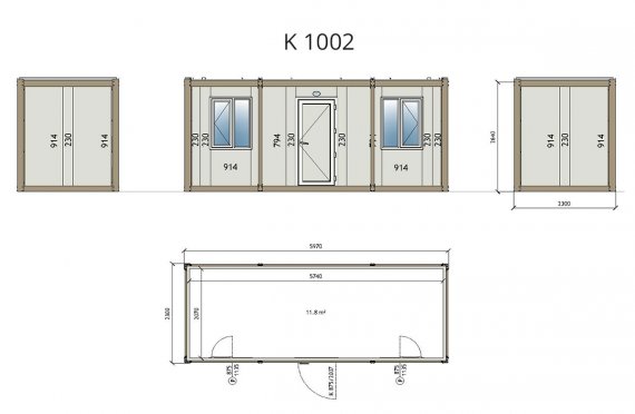 Flat Pack Kontor Container K1002