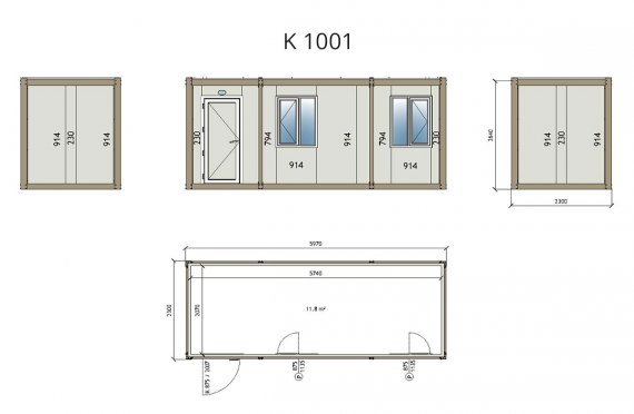 Flat Pack Kontor Container K1001