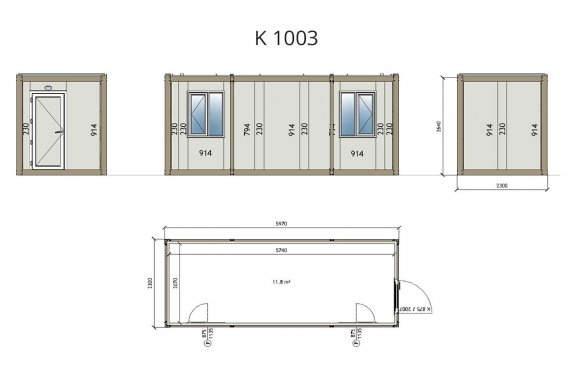Flat Pack Kontor Container K1003