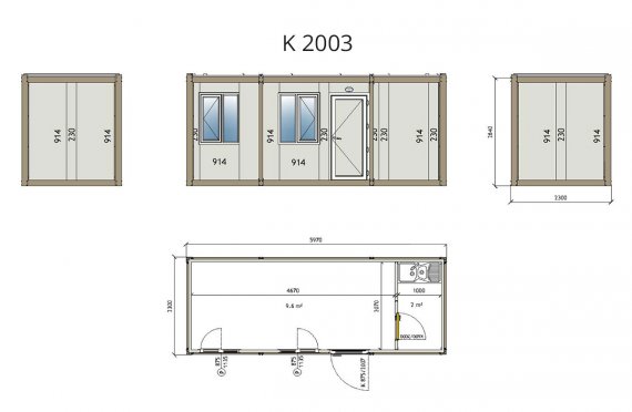 Flat Pack Kontor Container K2003