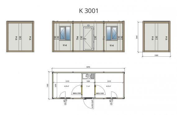Flat Pack Kontor Container K3001
