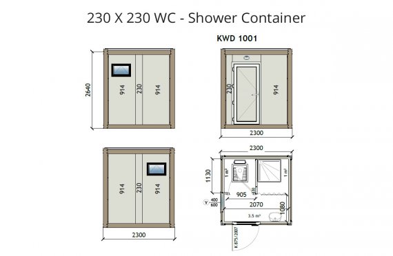 KW2 230X230 WC - Dusch Container
