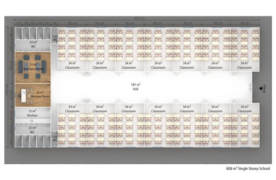 Portabel Klassrum 808 m²